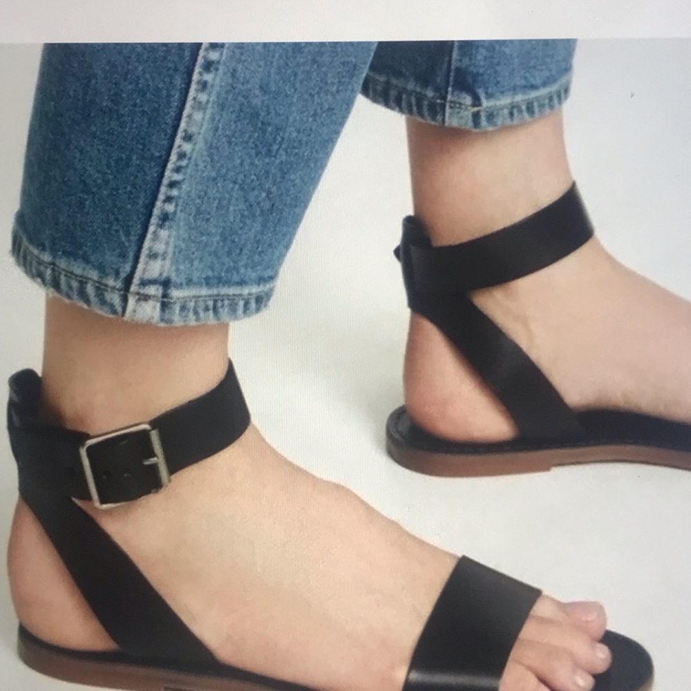 Madewell ankle strap sandals, black, size 8.